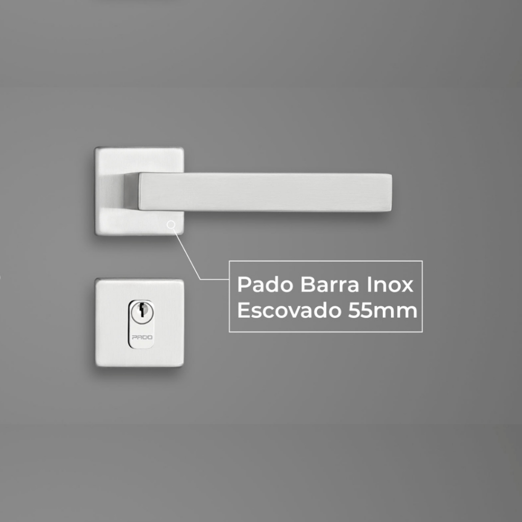 Fechadura banheiro, modelo Pado Barra Inox Escovado Banheiro 55mm (Litorânea)