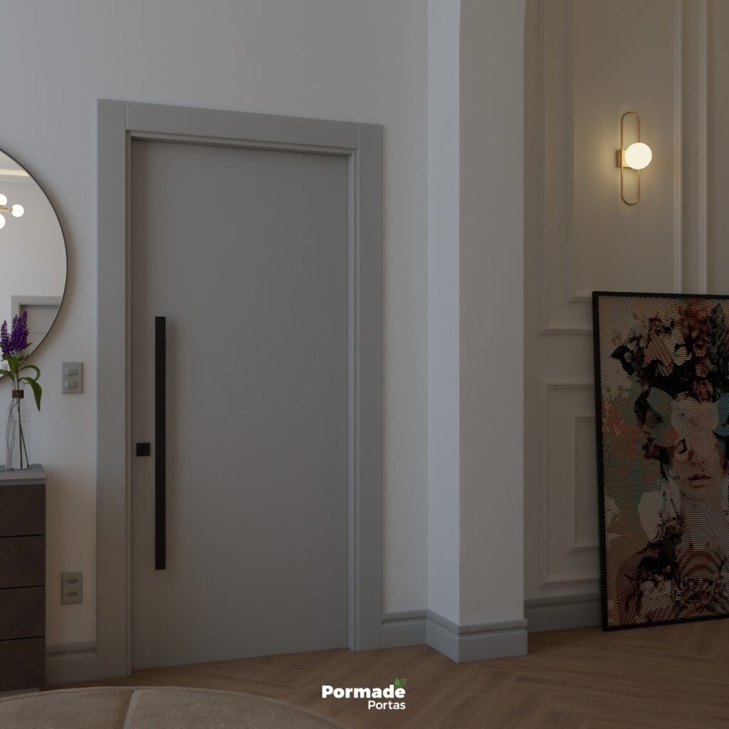 porta pivotante cinza
